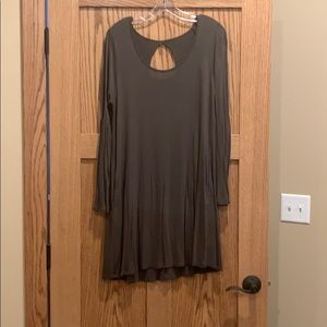 Olive Green Keyhole Dress